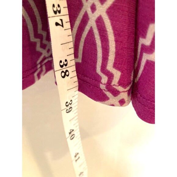 41 Hawthorn Surplice Belted Faux Wrap Dress Purple Geometric Print Size Medium - Picture 7 of 9